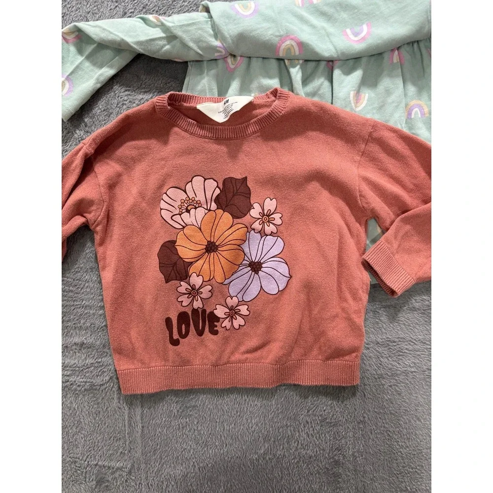 H&M Disney 3/4T Pink Mint Rust Girls Dress Sweater Lot Womens Casual Vintage 3PC